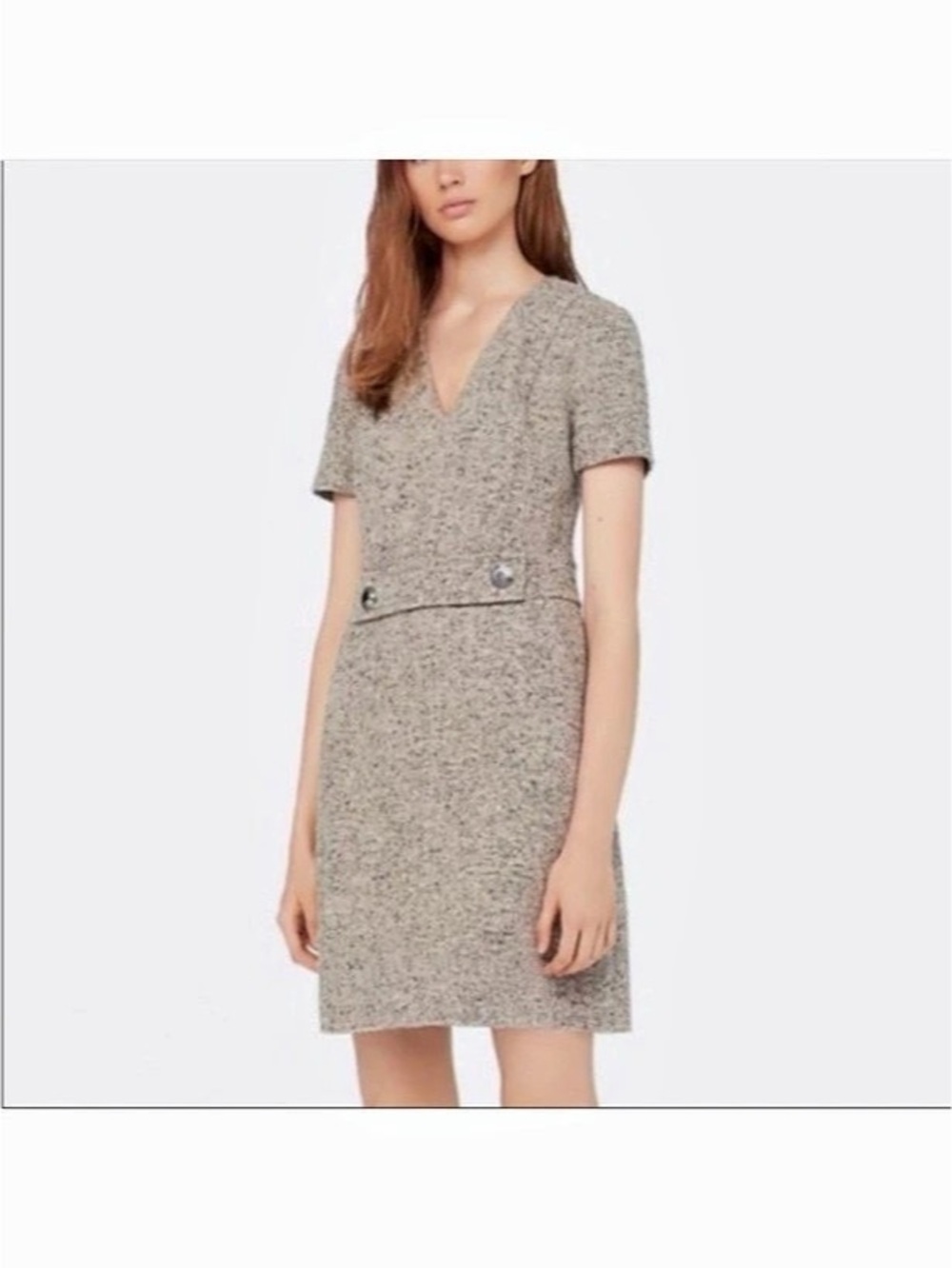 Tory Burch Priscilla Linen Tweed Dress Gray